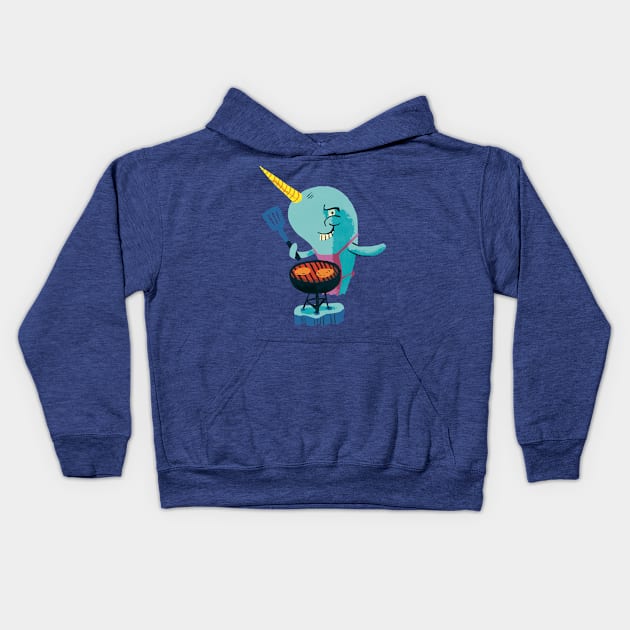 Grill Ready Narwhal Kids Hoodie by washburnillustration